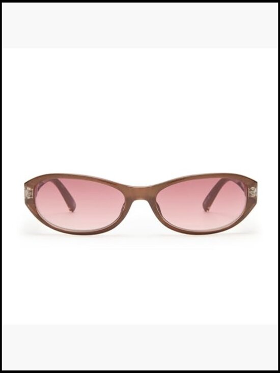 Acetate Frame Oval Sunglasses with Soft Case